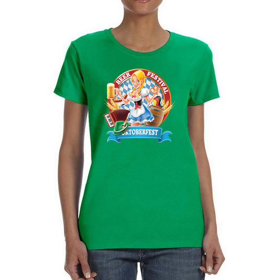 Oktoberfest Cute Girl T-Shirt Women -Image by Shutterstock, Female Large