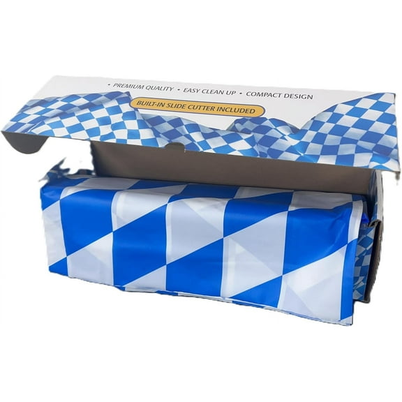 Oktoberfest Decorations Party Essential, Plastic White and Blue Checkered Tablecloth Roll, 54" x 100' Perfect for Men and Women, Must Have Oktoberfest Party Supplies | OktoberfestHaus