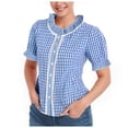 thumbnail image 1 of Oktoberfest Dirndl Blouse Women 2025 Plaid Short Sleeve Button Down Dirndl Shirt Oktoberfest Top Traditional Outfit, 1 of 5