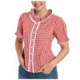 thumbnail image 1 of Oktoberfest Dirndl Blouse Women 2025 Plaid Short Sleeve Button Down Dirndl Shirt Oktoberfest Top Traditional Outfit, 1 of 7