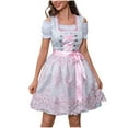 thumbnail image 1 of Oktoberfest Dirndl Dress for Women German Beer Girl Mini Costume Bavarian Peasant Lace Up Maid Outfit, 1 of 5
