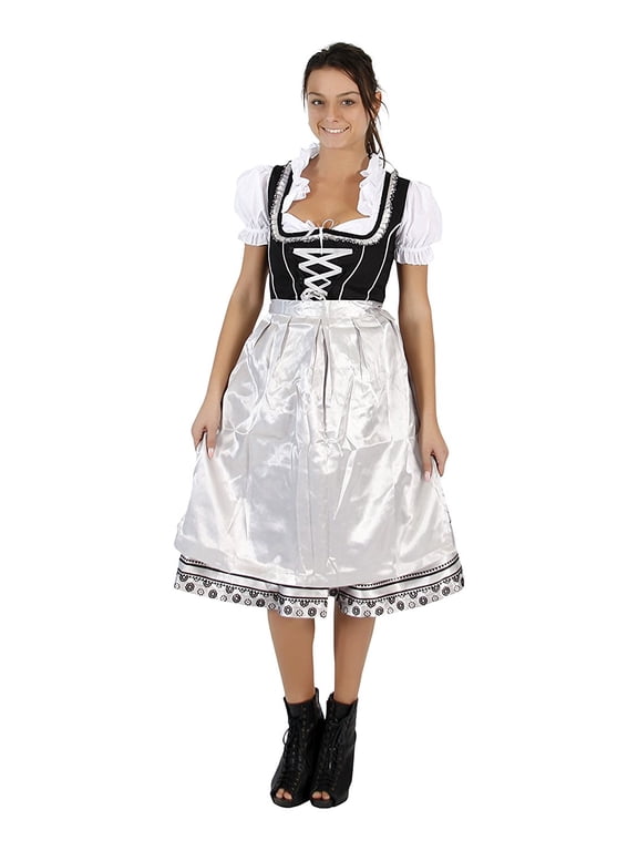 Oktoberfest Drindl Bavarian German Beer Girl GREY Maid Costume Dress