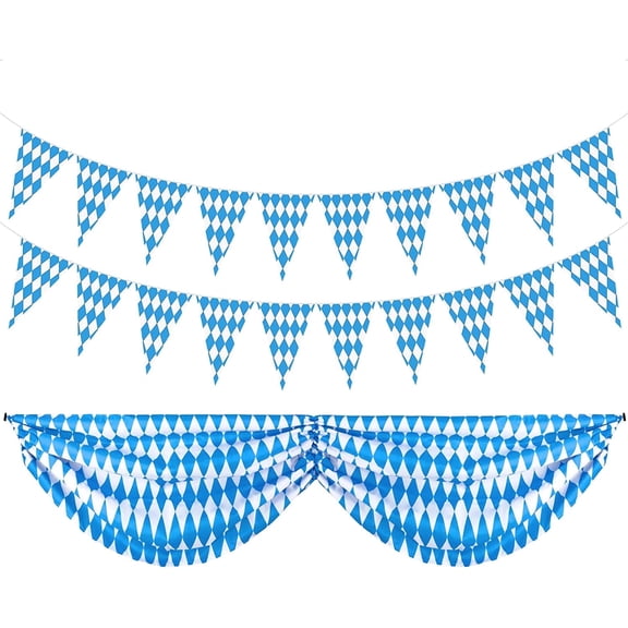 Ebaokuup Oktoberfest Fabric Bunting, Bavarian Pennant Banner for Beer Festival Decor