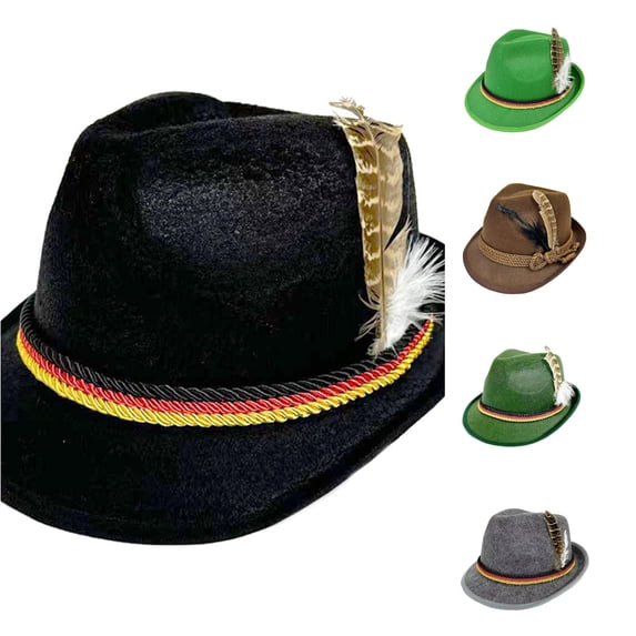 Oktoberfest Felt Feather Hat - Traditional German Fedora with Feather for Stage Performance Festival