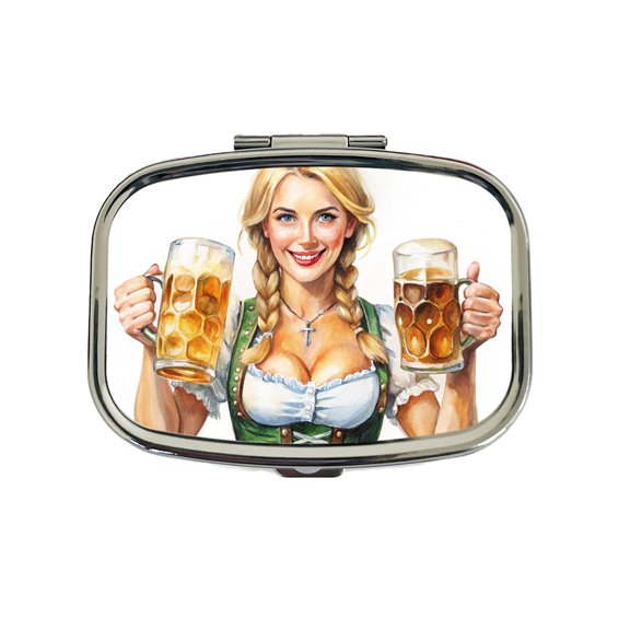 Oktoberfest German Barmaid With A Beer Mugs Small Travel Handbag Pill Box Case