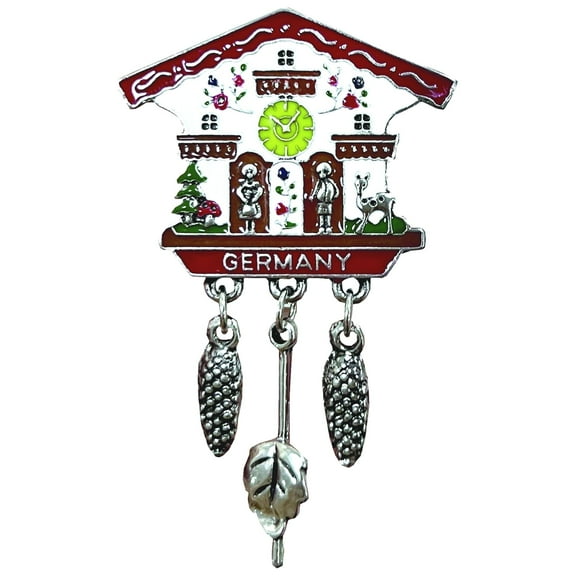 Oktoberfest German Clock House Haus Metal Hat Pin with "Germany" Banner | Clock