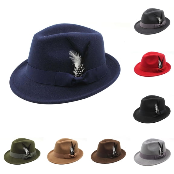 Oktoberfest German Hat with Feather Vintage Felt Fedora for Parties and Outdoor Events