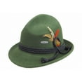 thumbnail image 1 of Oktoberfest Haus Bavarian Mountain Alpen Green 100% Wool Hat with Deluxe Feather | XL, 1 of 7