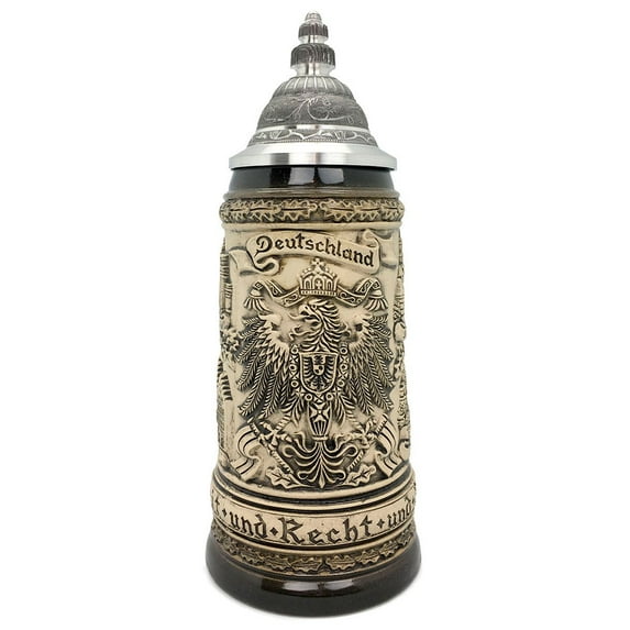 Oktoberfest Haus Deutschland Adler Eagle Made In Germany Collectible Ceramic Mug Engraved Beer Stein with Lid 0.8 Ltr