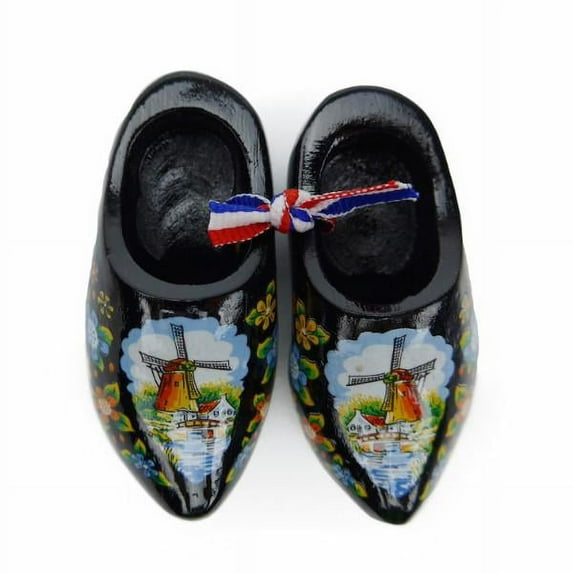 Oktoberfest Haus Dutch Wooden Shoes Deluxe Black Decorative Clogs for Home Decor