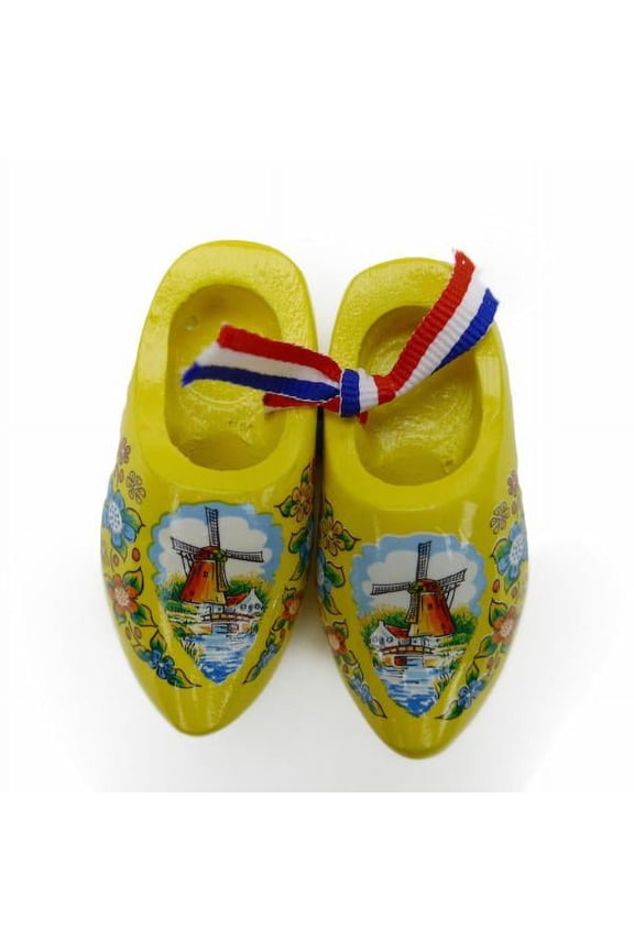 Dutch Wooden Shoes Deluxe Yellow Decorative Clogs for Home Decor