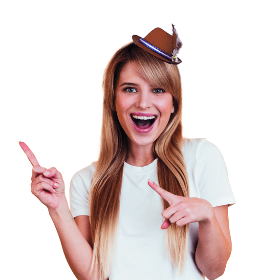 Oktoberfest Haus German Costume Accessory Mini Brown Fedora Felt Hat Headband |6.25 Inches