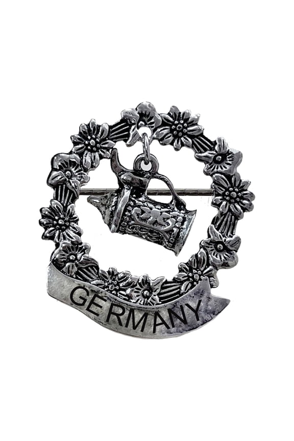 Oktoberfest Haus High-Quality Metal Hat Pin with German Beer Stein Charm | "Germany" pin Banner Center Attached Beer Mug