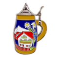 thumbnail image 1 of Oktoberfest Haus Metal Enamel Alpine Village Beer Stein Themed German Hat Pin with a Butterfly Clasp, 1 of 2