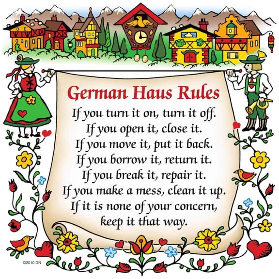 Oktoberfest Haus Multicolor Ceramic German Gift Idea Magnet German Haus Rules for Home Decor and Fridge Refrigerator Magnet