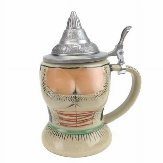 Oktoberfest Haus Multicolor Ceramic Lady in Dirndl Beer Stein with Metal Lid 0.55 Litter