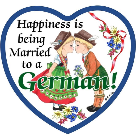 Oktoberfest Haus Multicolor Ceramic "Happiness is Being Married to a German" Design Magnetic Heart Tile for Home Decor Gift