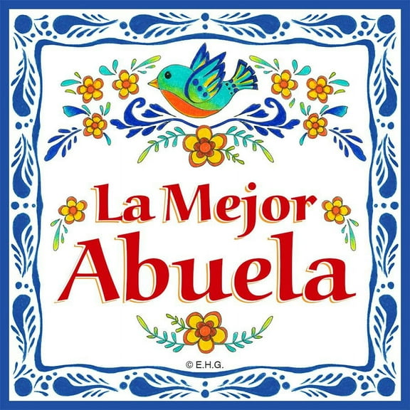 Oktoberfest Haus Multicolor Ceramic "La Mejor Abuela" Magnet Kitchen Tile for Home Decor and Fridge Refrigerator Magnet