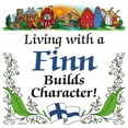 thumbnail image 1 of Oktoberfest Haus Multicolor Ceramic "Living With A Finn Builds Character!" Design Magnetic Tile for Home Decor, 1 of 3