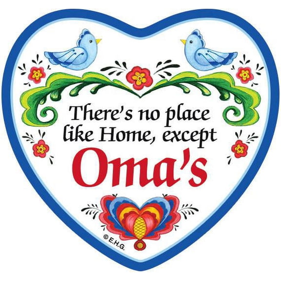 Oktoberfest Haus Multicolor Ceramic "No Place Like Home Except Oma's" Tile | 3 Inches