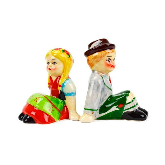 Oktoberfest Haus Multicolor Ceramic Sitting German Boy & Girl Salt and Pepper Set