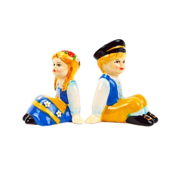 Oktoberfest Haus Multicolor Ceramic Sitting Swedish Boy & Girl Salt and Pepper Set