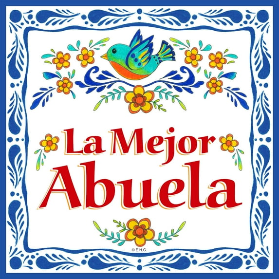 Oktoberfest Haus Multicolor Ceramic Wall Tile with ''La Mejor Abuela'' for | ‎Rectangular