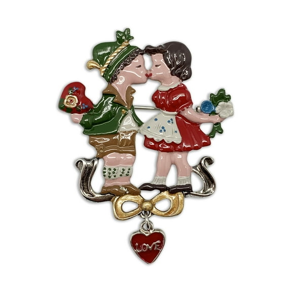 Oktoberfest Haus Oktoberfest German Hat Pin Colored Metal Kissing Couple for Men and Women
