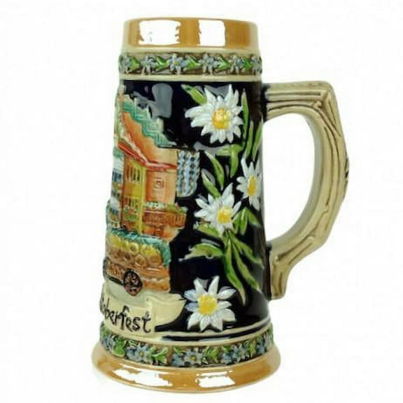 Oktoberfest Haus Oktoberfest Multicolor Ceramic Munchen Engraved Beer Stein 0.75 Ltr
