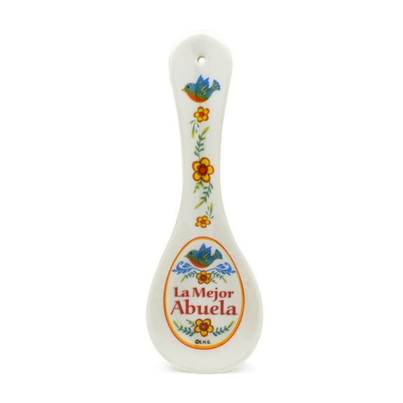 Oktoberfest Haus Spanish Grandmother Gift 10" Ceramic Spoon Rest "La Mejor Abuela"