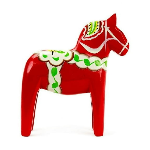 Oktoberfest Haus Swedish Themed Orange-Red Wooden Rocking Dala Horse 2.75" Figurine for Home Decor