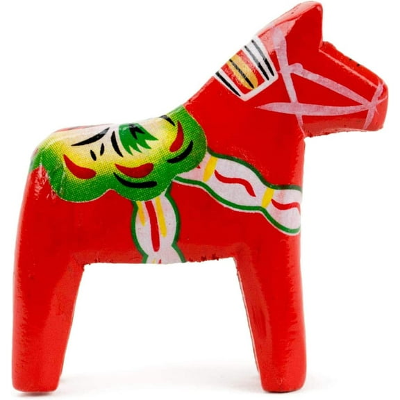Oktoberfest Haus Swedish Themed Orange-Red Wooden Rocking Dala Horse 2" Figurine for Home Decor