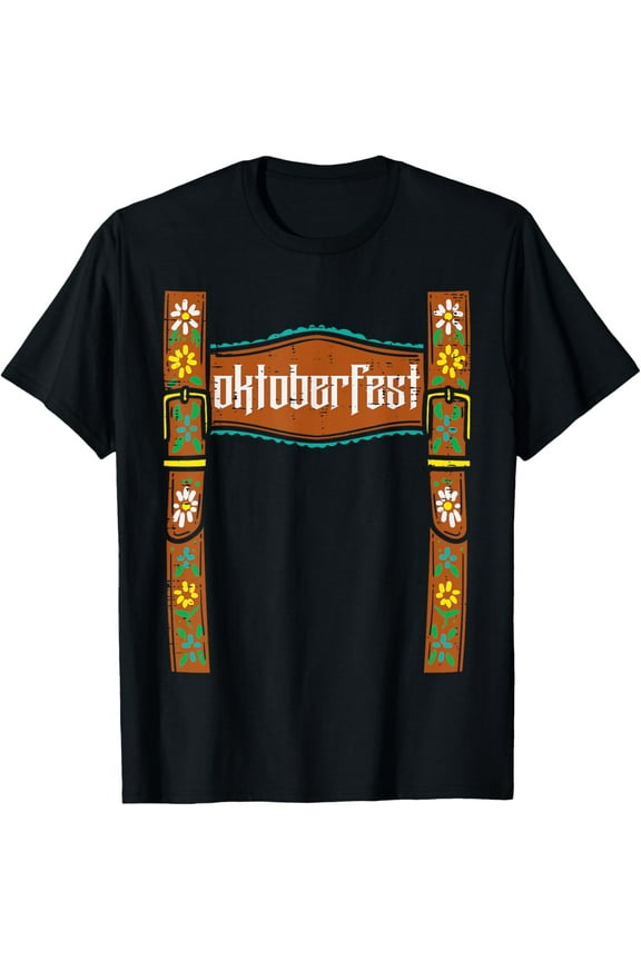 Oktoberfest Lederhosen Costume Cute German Bavarian Men T-Shirt