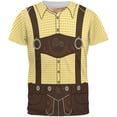 thumbnail image 1 of Oktoberfest Lederhosen Costume German Brown Suspenders All Over Mens T Shirt Yellow X-LG, 1 of 2