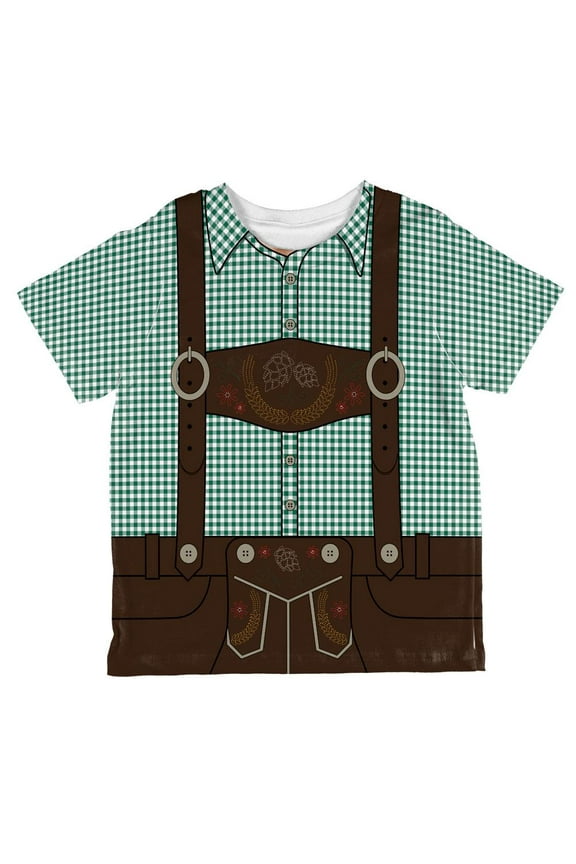 Oktoberfest Lederhosen Costume German Brown Suspenders All Over Toddler T Shirt Green 2T