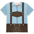 thumbnail image 1 of Oktoberfest Lederhosen Costume German Brown Suspenders All Over Youth T Shirt Blue YSM, 1 of 2