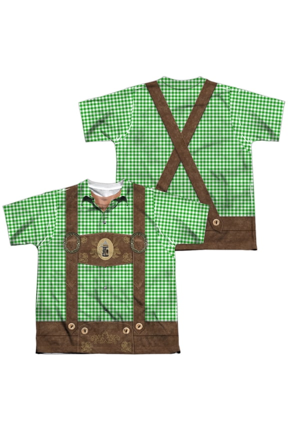 Oktoberfest Lederhosen (Front - Back Print) - Youth Short Sleeve Shirt - Large