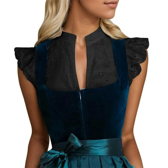 Oktoberfest Outfits Women Dirndl Dresses Women Women's Dirndl Blouse Lace Short Sleeve V Neck Oktoberfest for Festival Celebrations and Events