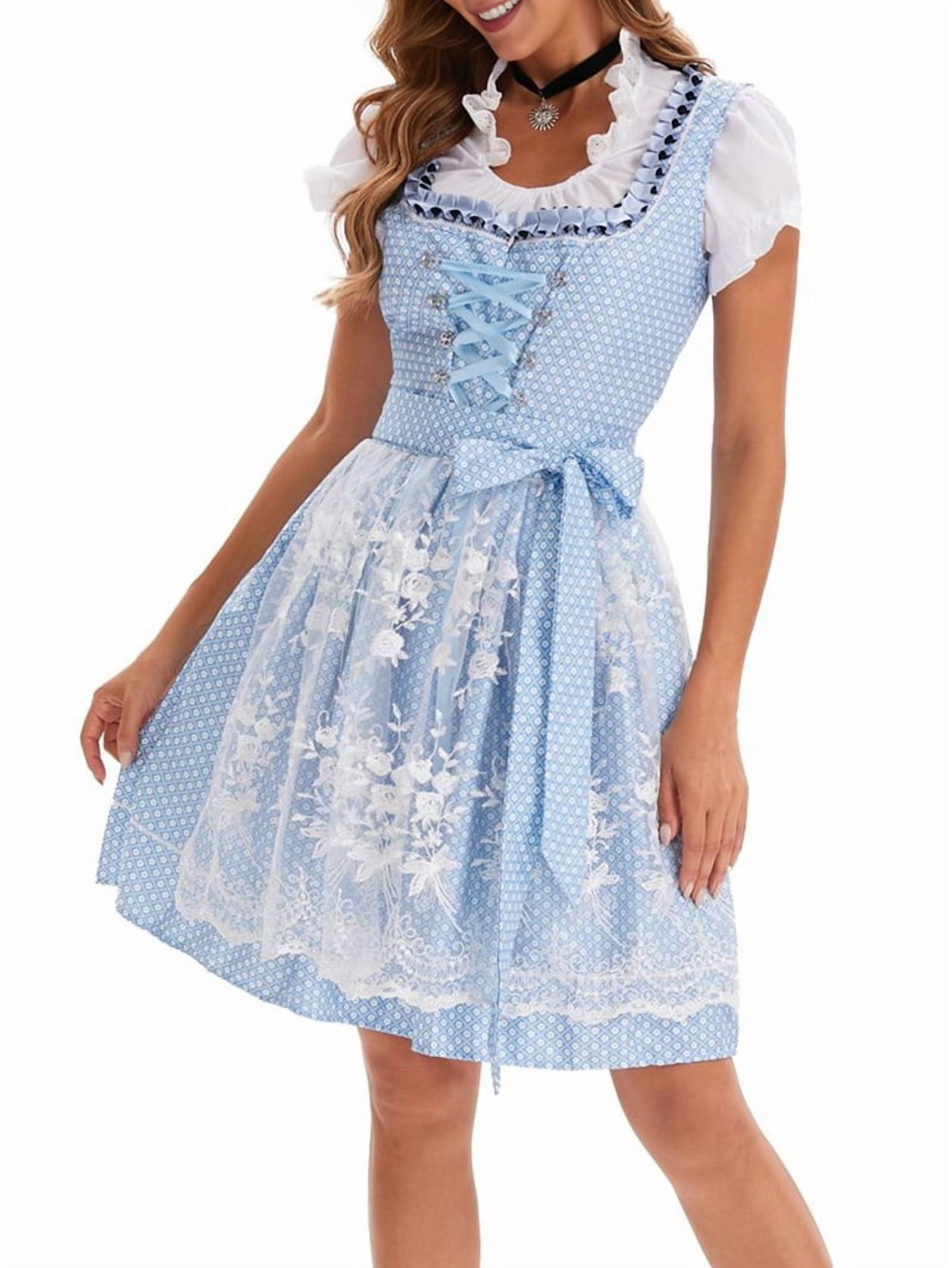 blue german dress Scarlet Darkness Women 3pcs Set German Bavarian Oktoberfest Costume main image 1