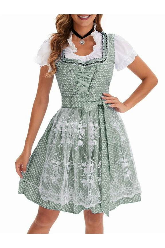 Oktoberfest Outfits for Women Dirndl Dress for German Traditional Bavarian Costume Green S
