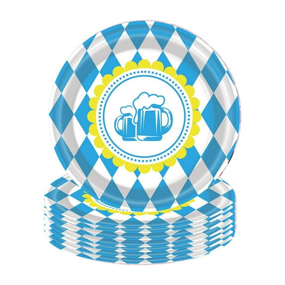 Oktoberfest Party Kit - Disposable Tableware Set with Paper Plates Cups Napkins and Festival Decorative Accessories for Celebrations