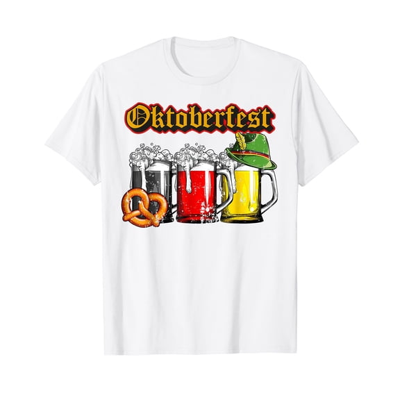 Oktoberfest Party Novelty Bavarian Drinking Squad Fun White T-Shirt Short Sleeve Tee