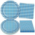 thumbnail image 1 of Oktoberfest Party Supplies - Blue and White Checkered Paper Dinner Plates and Lunch Napkins (16 Plates & Napkins), 1 of 6
