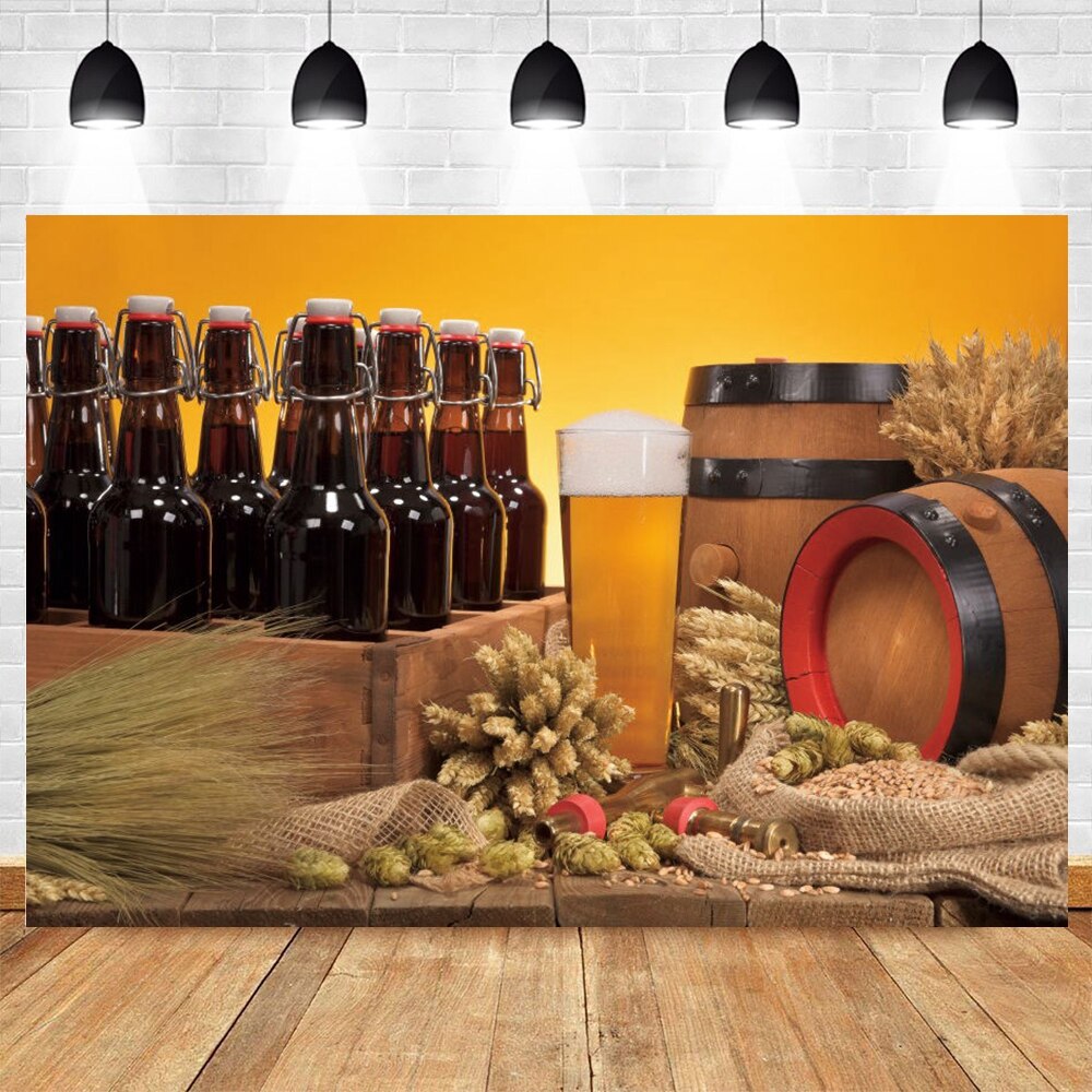 Round Wooden Wine Barrel Blonde Oktoberfest Backdrop