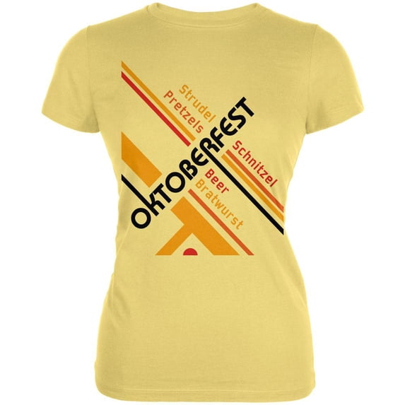 Oktoberfest Retro Vintage Poster Lines Juniors Soft T Shirt Yellow MD