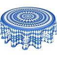 thumbnail image 1 of Oktoberfest Round Tablecloth 60 Inch Blue and White Checked Table Cloths Polyester Fabric Bavarian Blue Gingham Table Cover Background for Oktoberfest Party Decorations Kitchen Picnic Party Outdoor, 1 of 6