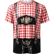 Oktoberfest Shirt for Men Oktoberfest Bavarian T-Shirt Funny 3D October Festival Lederhosen Costume Short Sleeve Tee Top
