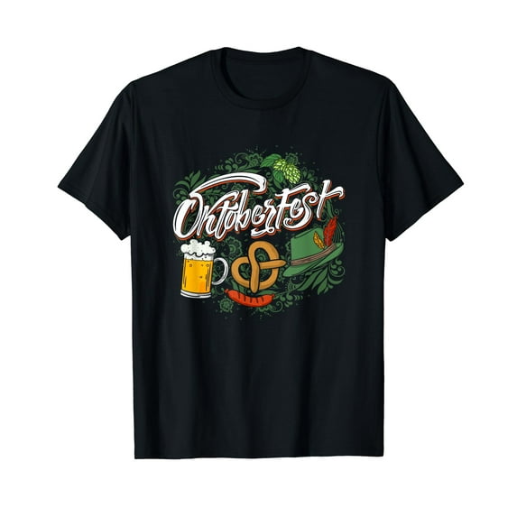Oktoberfest T Shirt Funny Beer Hat Pretzel And Edelweiss T-Shirt