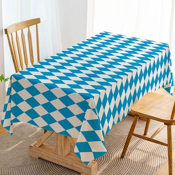 Oktoberfest Tablecloth for German Oktoberfest Themed Party Decorations Blue Bavarian Flag Check Rectangular Table Cloth for Farmhouse Home Kitchen Decor (60" x 104")