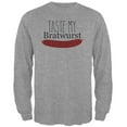 thumbnail image 1 of Oktoberfest Taste My Bratwurst German Mens Long Sleeve T Shirt Heather SM, 1 of 1